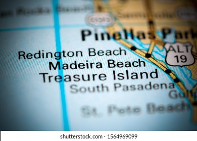 Madeira Beach. Florida. USA On A Map