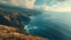 Vista De La Costa De La Isla De Madeira Impresionante Madeira Una Vista De Exuberante Vegetación Y Grandeza Oceánica