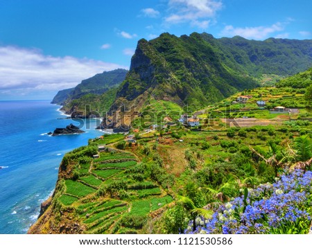 Madeira scenic mountain and ocean view