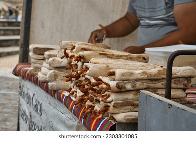 Madeira's bread (bolo do caco) prepared in a traditional way.