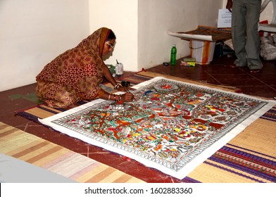 Madhubani Folk Painting Making Woman Bihar Stock Photo 1602883360 ...