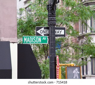 Madison Avenue Sign In New York City