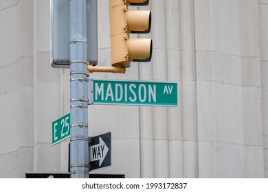 Madison Avenue Sign In NYC, Manhattan.