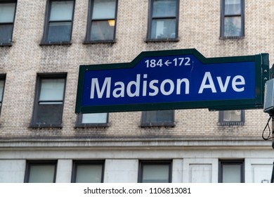 Madison Avenue Street Sign New York City