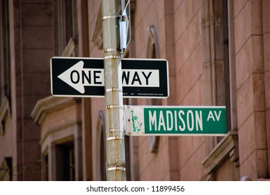 Madison Avenue Street Sign In New York City