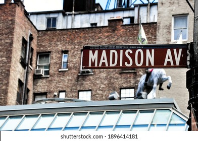 Madison Avenue Street Sign, New York. Upper East Side. 
