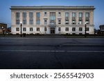 Madison county courthouse in Edwardsville, Illinois as seen from the other side of the street in front of it.