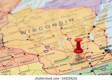 Madison pinned on a map of USA 
