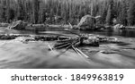 Madison river across Madison Canyon in Yellowstone National Park in Wyoming state of the US in America, Unesco World Heritage Site