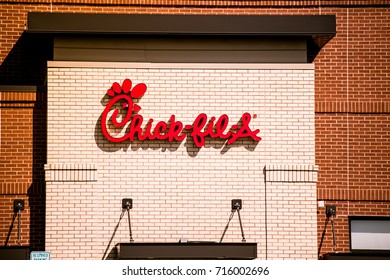 Madison, WI - 13 September 2017:  Chick Fil A Sign On The Side Of A Restaurant.