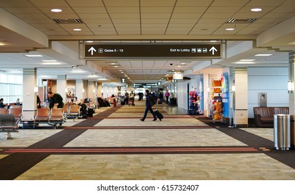 MADISON, WI -5 APR 2017- View Of The Dane County Regional Airport (MSN) Serving Madison, The Capital Of Wisconsin. MSN Serves American Airlines, Delta Air Lines, Frontier Airlines And United Airlines.