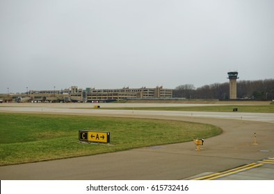 MADISON, WI -5 APR 2017- View Of The Dane County Regional Airport (MSN) Serving Madison, The Capital Of Wisconsin. MSN Serves American Airlines, Delta Air Lines, Frontier Airlines And United Airlines.