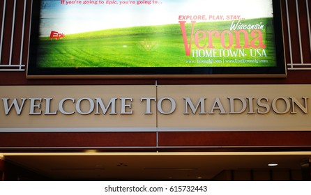 MADISON, WI -5 APR 2017- View Of The Dane County Regional Airport (MSN) Serving Madison, The Capital Of Wisconsin. MSN Serves American Airlines, Delta Air Lines, Frontier Airlines And United Airlines.