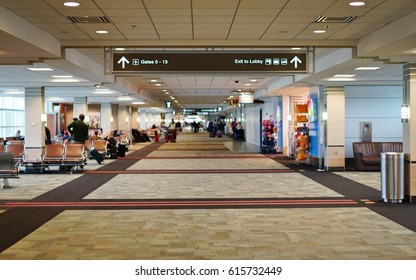 MADISON, WI -5 APR 2017- View Of The Dane County Regional Airport (MSN) Serving Madison, The Capital Of Wisconsin. MSN Serves American Airlines, Delta Air Lines, Frontier Airlines And United Airlines.