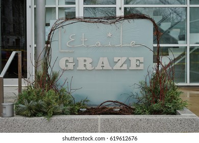 MADISON, WI -5 APR 2017- The Popular Graze Gastropub Restaurant, Located On Pinckney Street Across From The Wisconsin State Capitol Building In Madison, Is Owned By The Deja Food Restaurant Group.