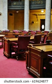 MADISON, WI -5 APR 2017- View Of The Senate Chamber Of Wisconsin Located Inside The Wisconsin State Capitol Building In Madison.