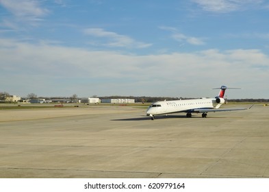 MADISON, WI -7 APR 2017- Airplanes From Delta Airlines (DL) At The Dane County Regional Airport (MSN) Serving Madison, The Capital Of Wisconsin. 