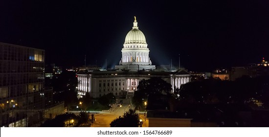 Madison WI Capitol Building At Night.