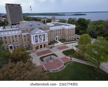 Madison, WI - May 24, 2022: University Of Wisconsin Badgers' College Campus Aerial