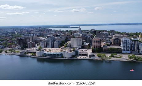 Madison, Wisconsin. Aerial View Of City In May 2022.