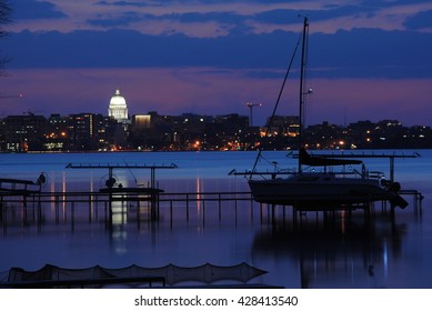 Madison Wisconsin Capital Building At Dusk