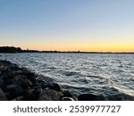 Madison Wisconsin Lake View from Tenney Park at Sunset