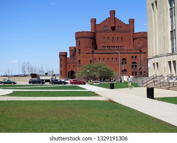 Madison, Wisconsin / USA - May 2018: The Historic Armory And Gymnasium Building Which Now Houses Multiple Service Centers For The University Of Wisconsin. 