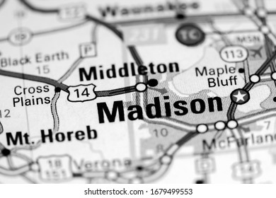 Madison. Wisconsin. USA On A Map