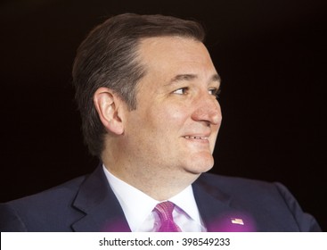 MADISON, WI/USA - March 30, 2016: Republican presidential candidate Ted Cruz speaks to a group of supporters during a rally before the Wisconsin presidential primary in Madison, Wisconsin.