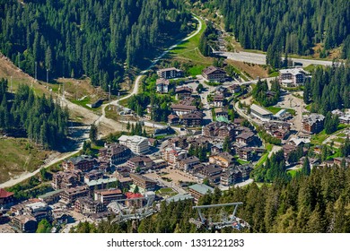 MADONNA DI CAMPIGLIO, ITALY-20 October 2018:Mountains around Madonna di Campiglio in the summertime, Italy,Northern & Central Brenta mountain groups ,Western Dolomites, Trentino-Alto Adige, Italy