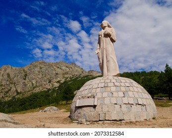 Madonna Statue At Col De Vergio, Albertacce, Corsica.