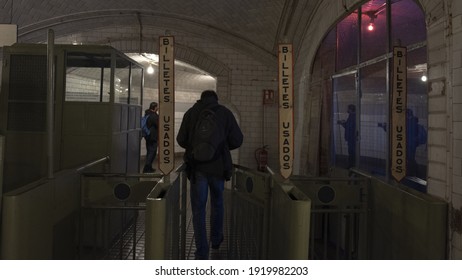 MADRI, SPAIN - Dec 02, 2019: Chamberi Station Closed Since 1966, It Was Designed By Antonio Palacios And After Decades Of Neglect, The Movie Barrio De Fernando Leon De Aranoa Brou