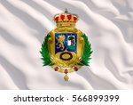Madrid Coat of Arms on White Flag