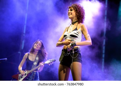 MADRID - JUN 22: Lizzies (female hard rock music band) perform in concert at Download (heavy metal music festival) on June 22, 2017 in Madrid, Spain.