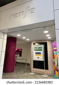 MADRID - MARCH 13, 2022: RENFE Entrance At Train Station. Renfe Operadora Is A State-owned Train Company In Spain.