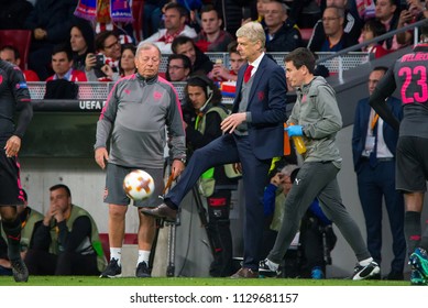 MADRID - MAY 3: Arsene Wenger At The Europa League Semi Final Match Between Atletico De Madrid And Arsenal At Wanda Metropolitano Stadium On May 3, 2018 In Madrid, Spain.