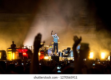 MADRID - SEP 8: Bastille (band) Perform In Concert At Dcode Music Festival On September 8, 2018 In Madrid, Spain.