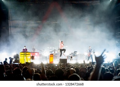 MADRID - SEP 8: Bastille (band) Perform In Concert At Dcode Music Festival On September 8, 2018 In Madrid, Spain.