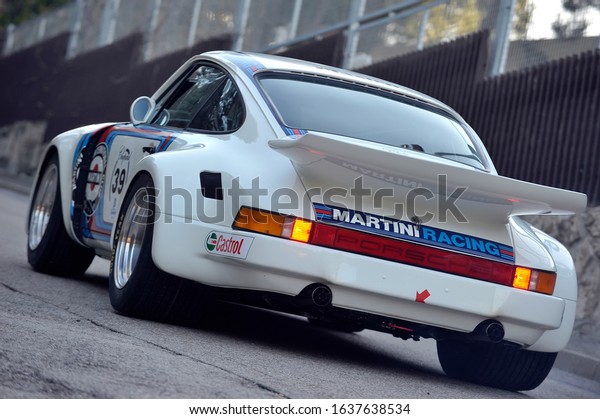 Madrid,\
Spain. 02/05/2010. Porsche 911 Martini Rancing\
