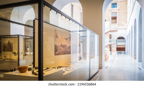 Madrid / Spain - 08 19 2017: Protohistory Rooms Exhibitions At The National Archaeological Museum At The Plaza De Colon Downtown Madrid