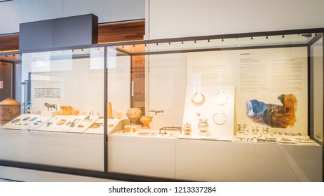 Madrid / Spain - 08 19 2017: Protohistory Rooms Exhibitions At The National Archaeological Museum At The Plaza De Colon Downtown Madrid