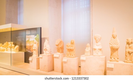 Madrid / Spain - 08 19 2017: Protohistory Rooms Exhibitions At The National Archaeological Museum At The Plaza De Colon Downtown Madrid