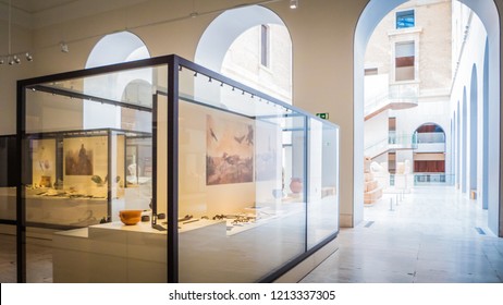 Madrid / Spain - 08 19 2017: Protohistory Rooms Exhibitions At The National Archaeological Museum At The Plaza De Colon Downtown Madrid