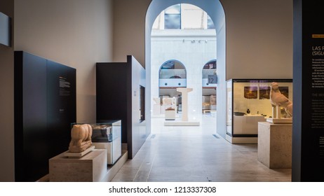 Madrid / Spain - 08 19 2017: Protohistory Rooms Exhibitions At The National Archaeological Museum At The Plaza De Colon Downtown Madrid