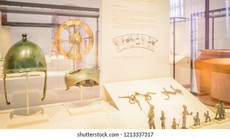 Madrid / Spain - 08 19 2017: Protohistory Rooms Exhibitions At The National Archaeological Museum At The Plaza De Colon Downtown Madrid