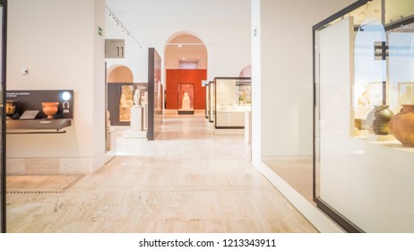 Madrid / Spain - 08 19 2017: Protohistory Rooms Exhibitions At The National Archaeological Museum At The Plaza De Colon Downtown Madrid