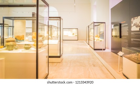 Madrid / Spain - 08 19 2017: Protohistory Rooms Exhibitions At The National Archaeological Museum At The Plaza De Colon Downtown Madrid