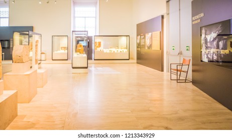 Madrid / Spain - 08 19 2017: Protohistory Rooms Exhibitions At The National Archaeological Museum At The Plaza De Colon Downtown Madrid