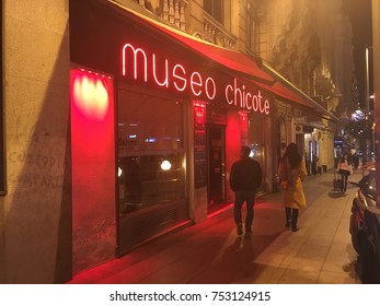 Madrid, Spain / 11-07-16. Museo Chicote Bar On Grand Via In The Evening.