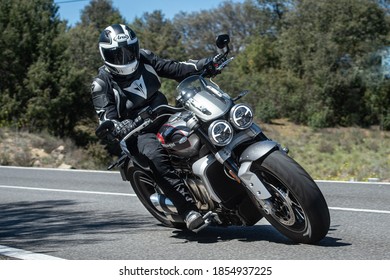 Madrid, Spain. 12/03/2020. The Triumph Rocket III Is A Three-cylinder Motorcycle Made By Triumph Motorcycles Ltd. At 2,294 Cc